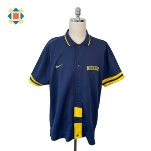 Michigan Wolverines Basketball Size XL Snap Front Shooting Shirt Nike Sports